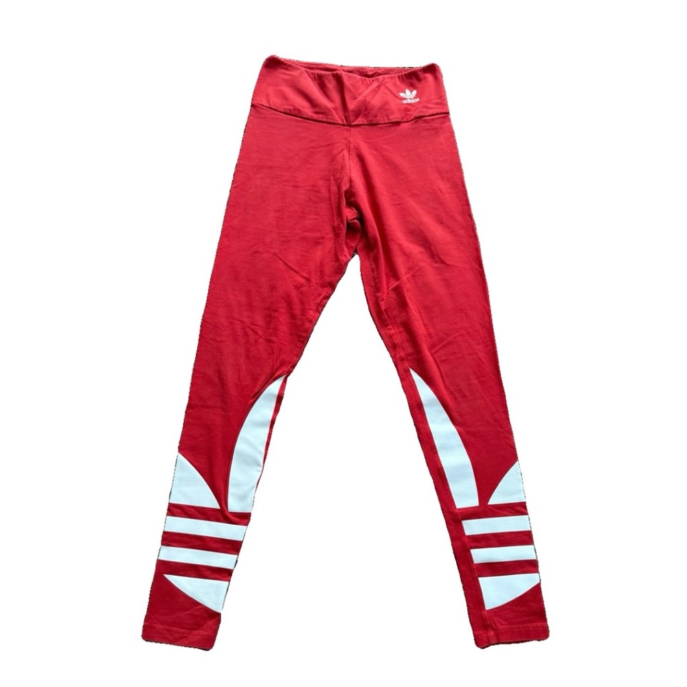 Adidas Red and White Women's Leggings